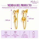 Pendientes Sol y Luna Cadena Dorado