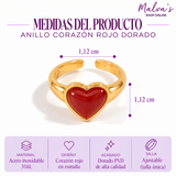 Anillo Corazón Rojo Dorado