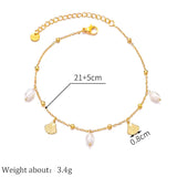 Tobillera/pulsera conchas y perlas oro