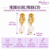 Pendiente Mini Concha Perla Dorado