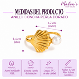 Anillo Concha Perla Dorado
