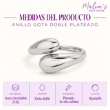 Anillo Gota Doble Plateado