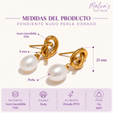 Pendiente Nudo Perla Dorado