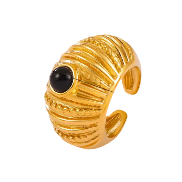 Anillo maxi ónix negro oro