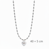Collar Corazón Perla Plata