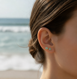 Pendientes mini estrella y concha turquesa plata