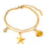 Pulsera Charms Estrella de Mar y Concha oro