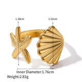 Anillo Estrella y Concha de Mar oro