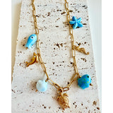 Collar Charms Marinos Ceramica y Acero oro