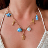 Collar Charms Marinos Ceramica y Acero oro