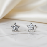 Pendientes Estrella Brillo Plata
