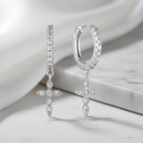 Pendientes Brillos Cruz  Plata