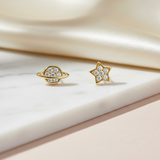 Pendientes Planeta Brillo Oro