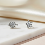 Pendientes Planeta Brillo Plata