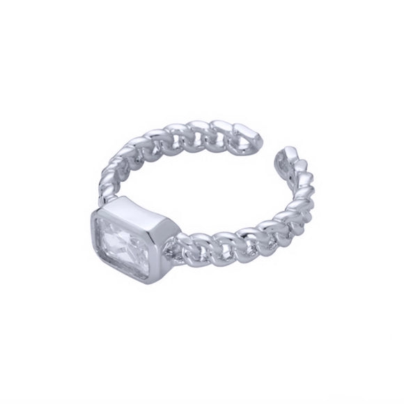 Anillo Cadena Brillo Plata