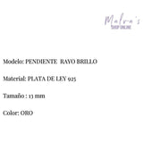 Pendientes Rayo Brillo Oro