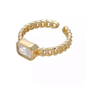 Anillo Cadena Brillo Oro