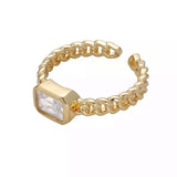 Anillo Cadena Brillo Oro